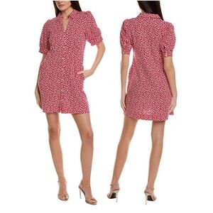 NWT Boden Button Jersey Mini Tea Dress Women’s 4 Short Sleeve Red Floral Boho